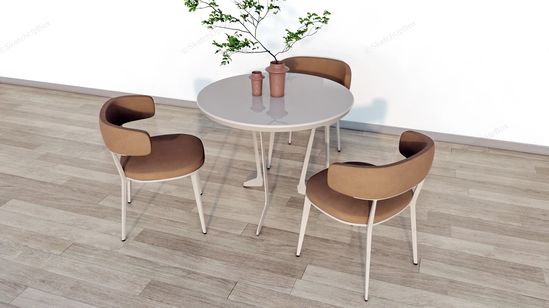 4 Piece Round Dining Set sketchup model preview - SketchupBox