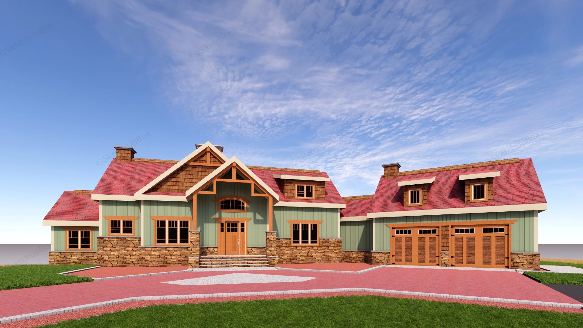 Old Craftsman Style House sketchup model preview - SketchupBox