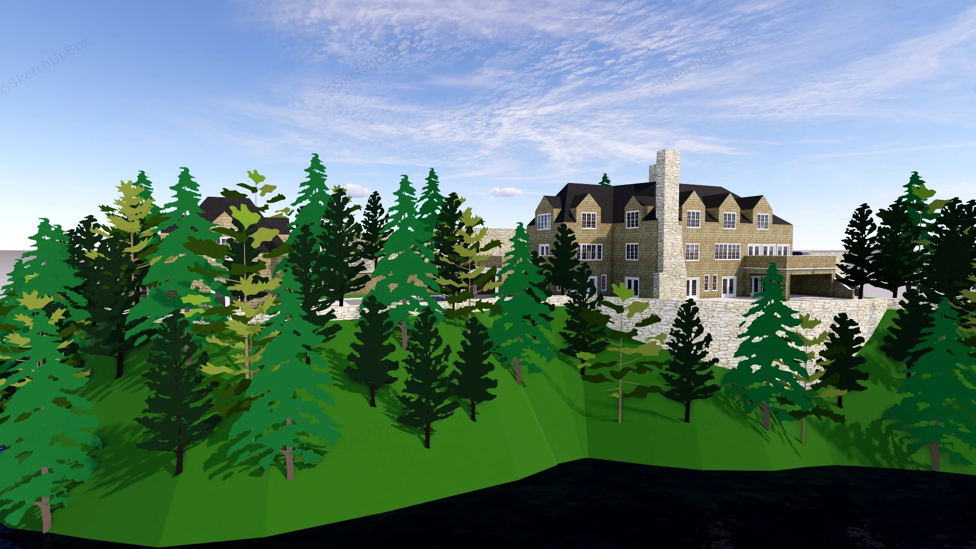 Lake Side Mountain Mansion sketchup model preview - SketchupBox