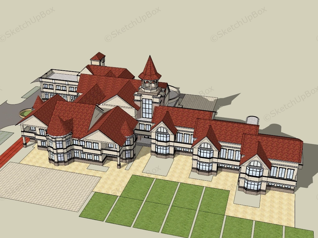 Elementary School Building Design sketchup model preview - SketchupBox