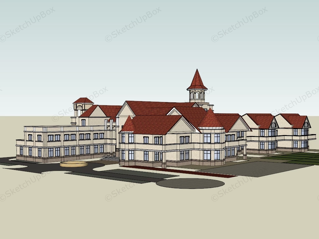 Elementary School Building Design sketchup model preview - SketchupBox