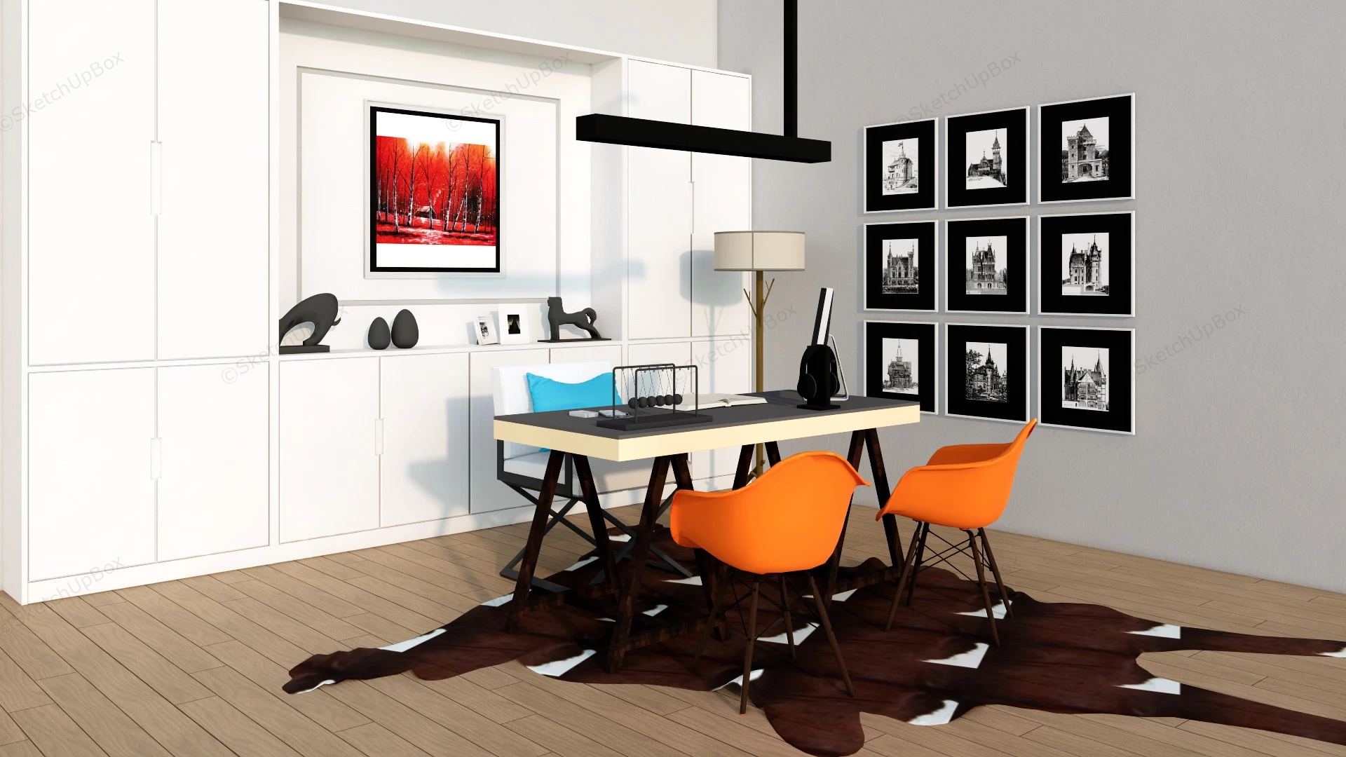 Modern Home Office Design Ideas sketchup model preview - SketchupBox