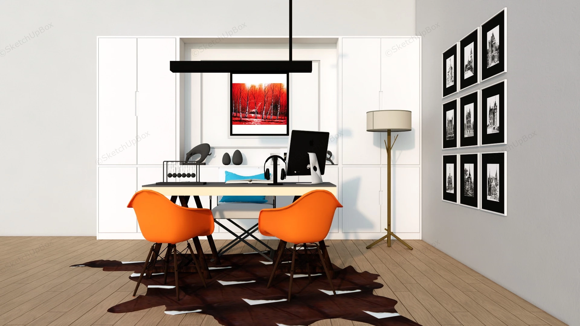 Modern Home Office Design Ideas sketchup model preview - SketchupBox