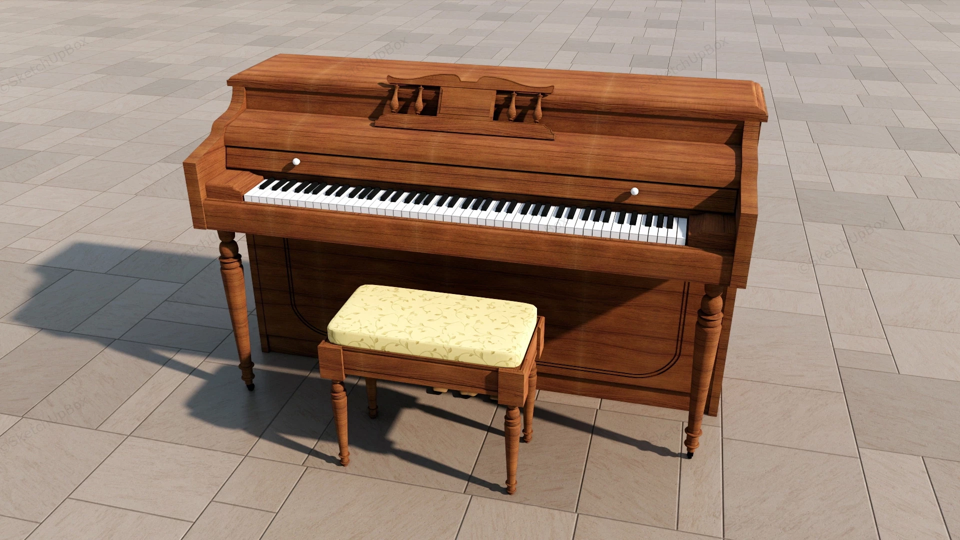 Acoustic Upright Piano sketchup model preview - SketchupBox