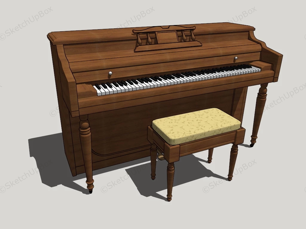 Acoustic Upright Piano sketchup model preview - SketchupBox