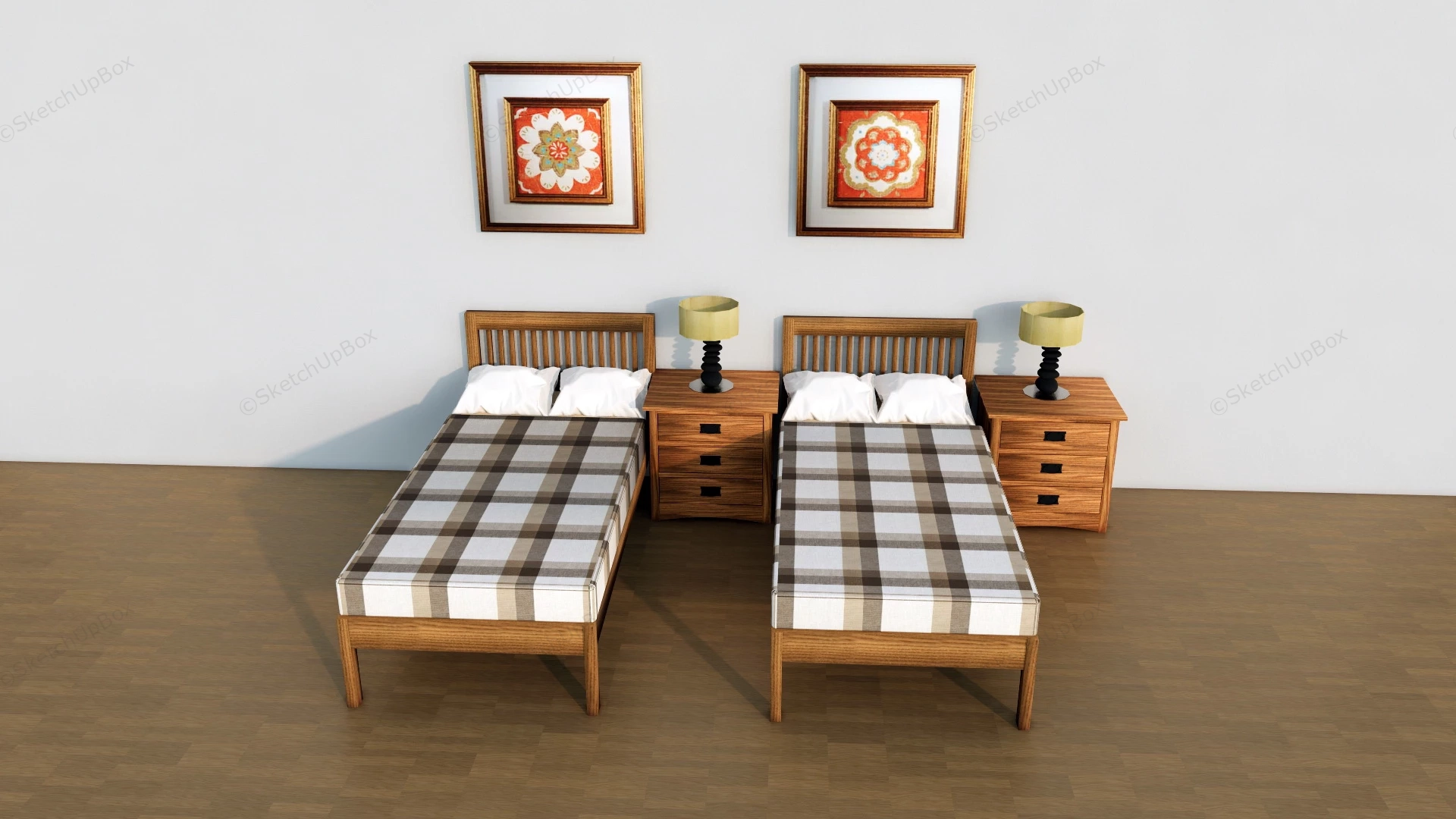 Twin Bedroom Set sketchup model preview - SketchupBox