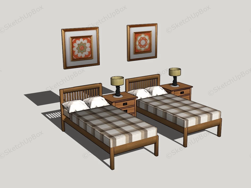 Twin Bedroom Set sketchup model preview - SketchupBox