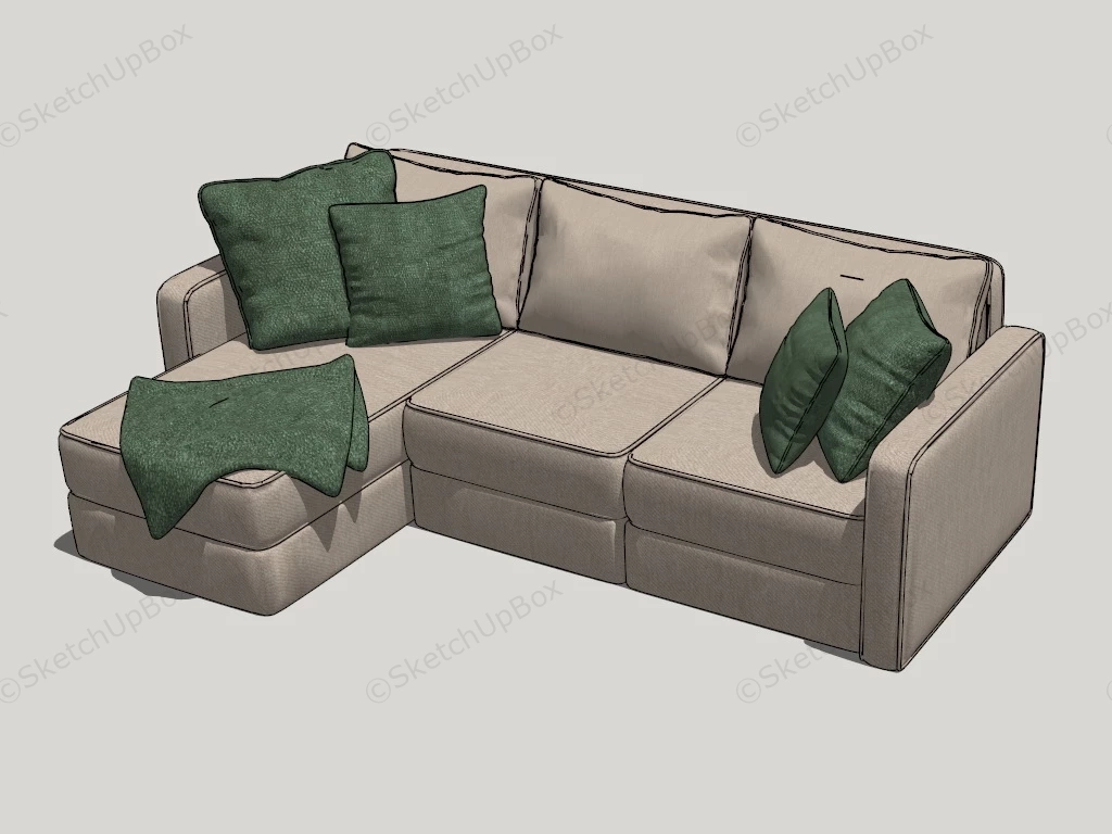 Small L Shaped Sofa sketchup model preview - SketchupBox