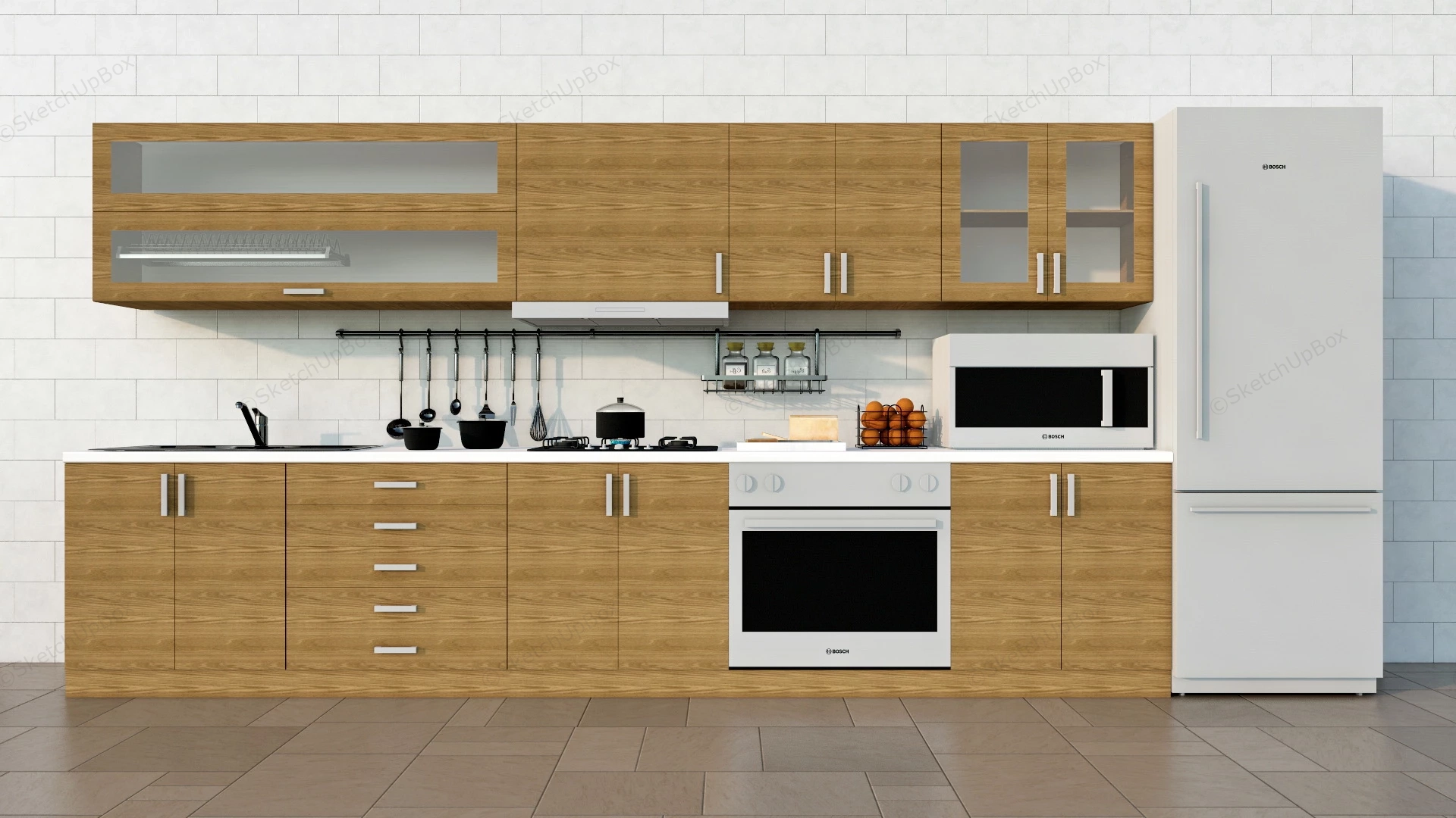 One Wall Galley Kitchen sketchup model preview - SketchupBox