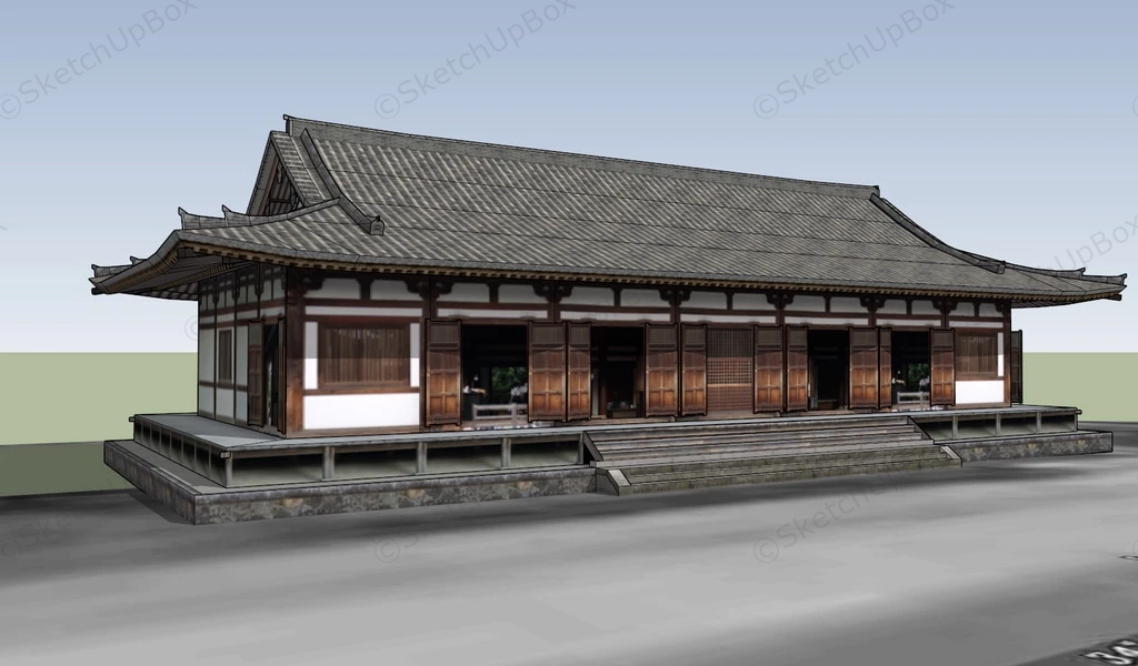 Japanese Temple Architecture sketchup model preview - SketchupBox