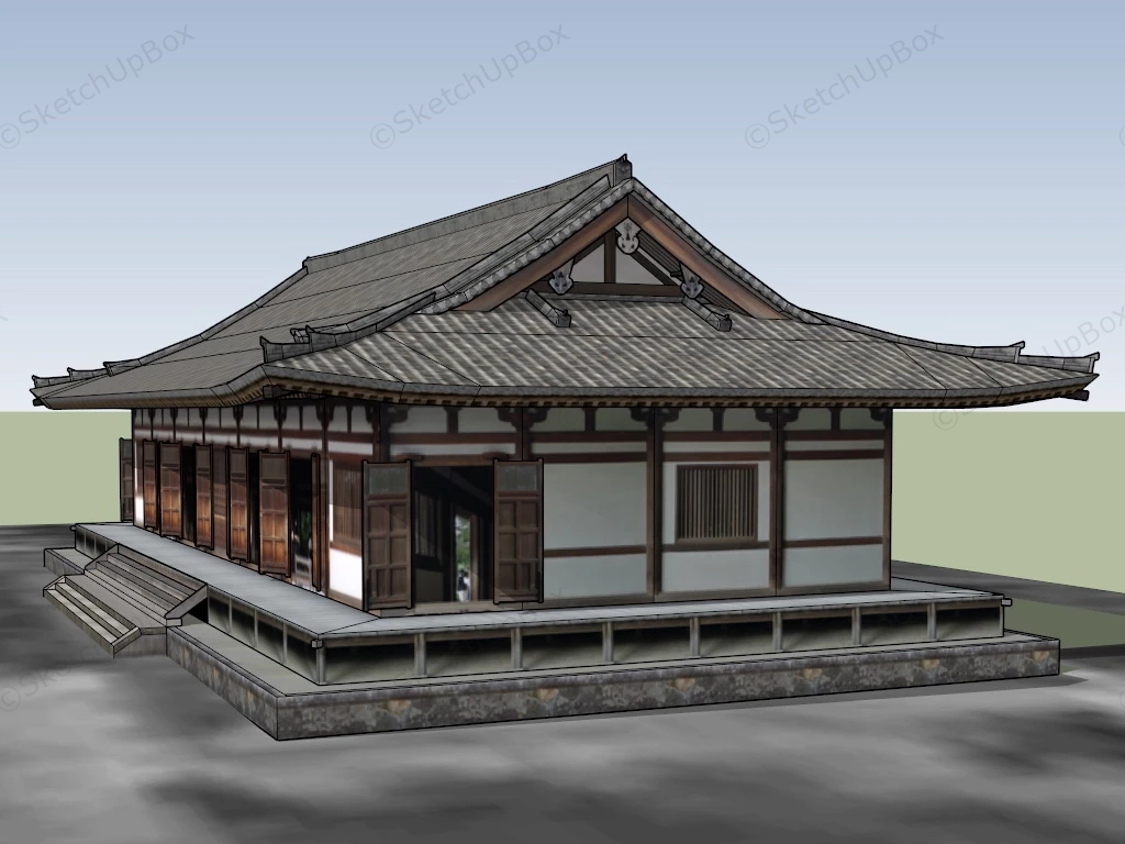 Japanese Temple Architecture sketchup model preview - SketchupBox