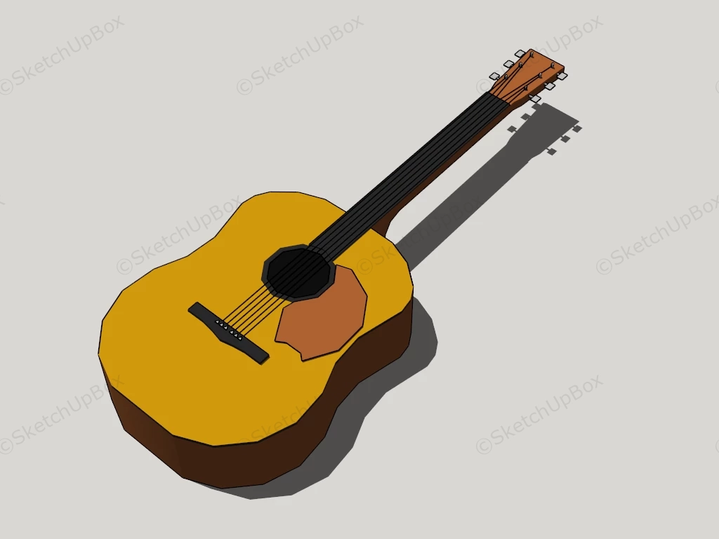 Classical Acoustic Guitar sketchup model preview - SketchupBox