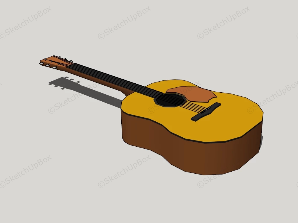 Classical Acoustic Guitar sketchup model preview - SketchupBox