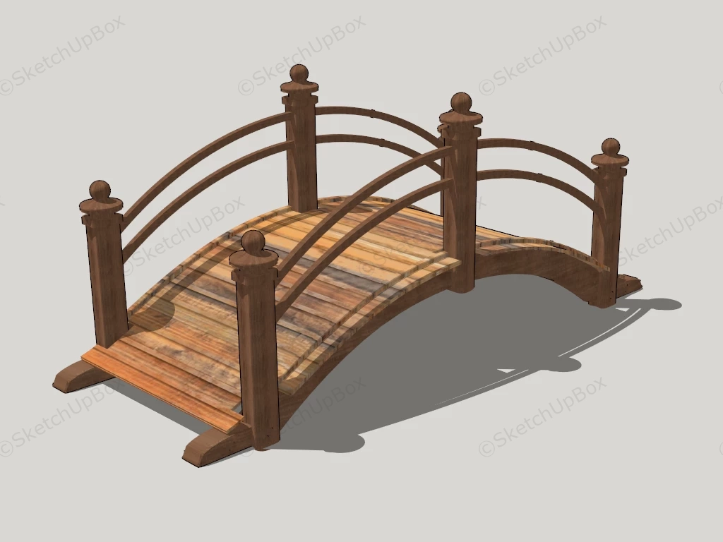 Wooden Garden Bridge sketchup model preview - SketchupBox