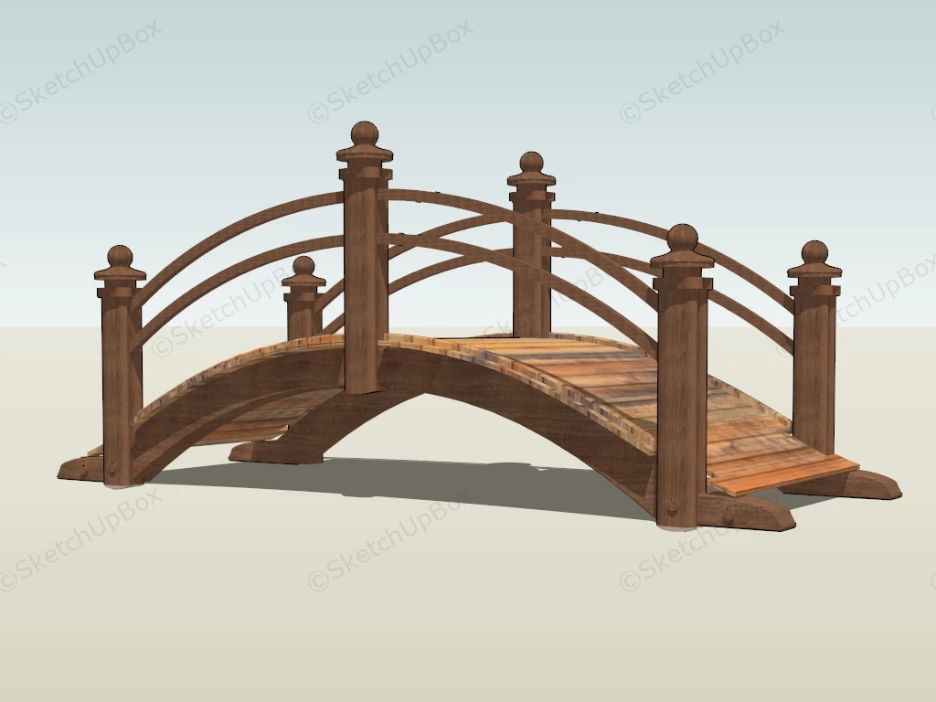 Wooden Garden Bridge sketchup model preview - SketchupBox