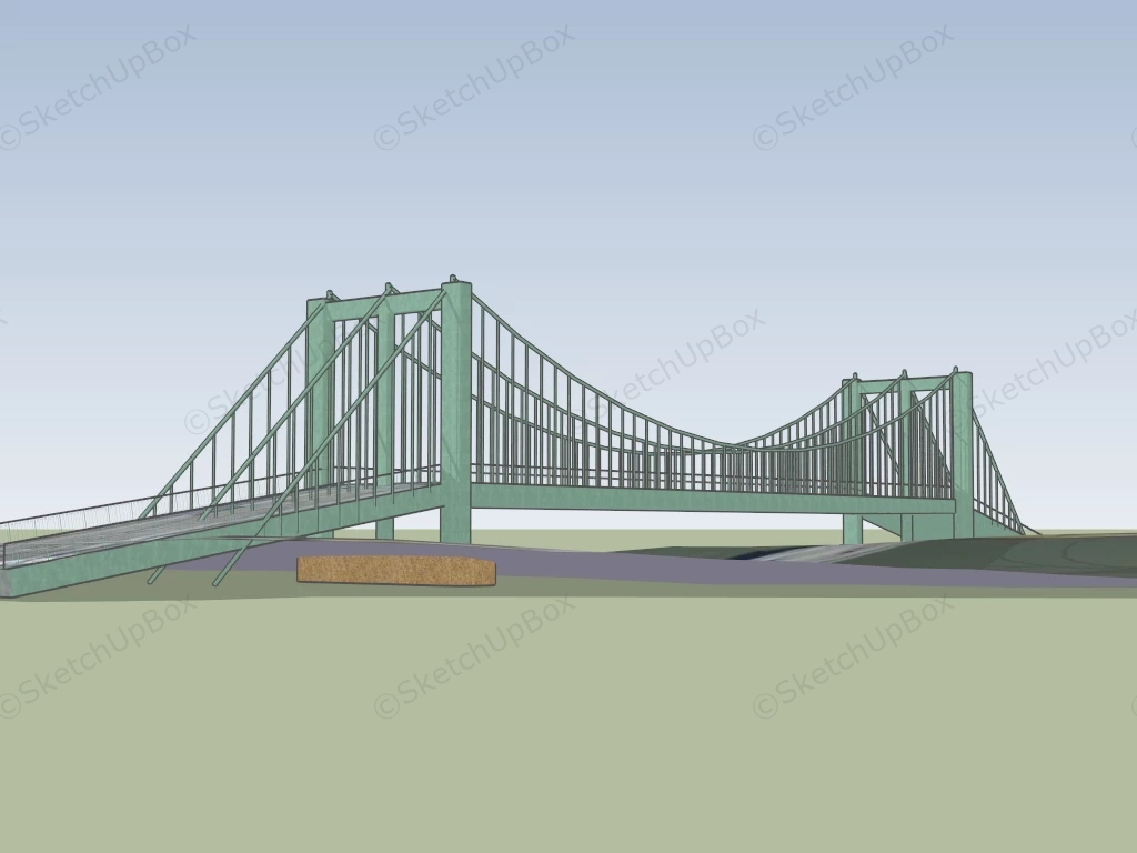 Steel Cable Suspension Bridge sketchup model preview - SketchupBox