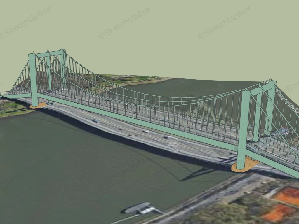 Steel Cable Suspension Bridge sketchup model preview - SketchupBox