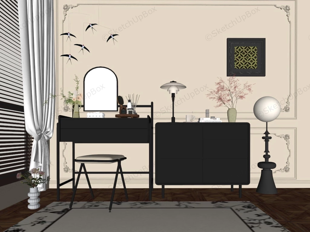 Painted Black Dresser And Dressing Table sketchup model preview - SketchupBox