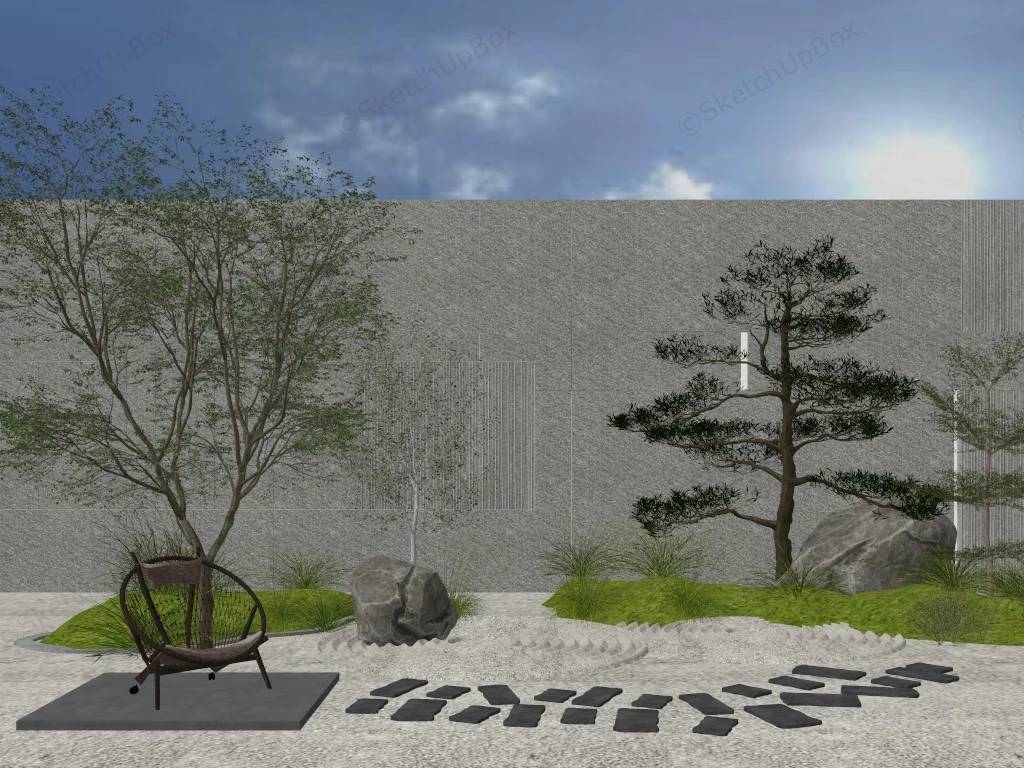 Zen Garden Patio Ideas sketchup model preview - SketchupBox