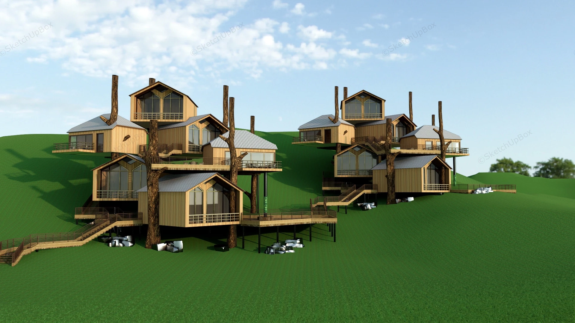 Treehouse Mountain Resort sketchup model preview - SketchupBox