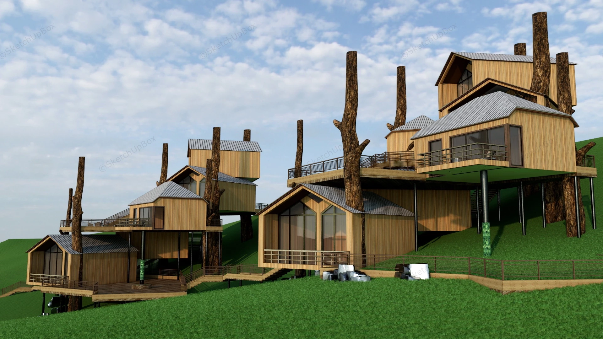 Treehouse Mountain Resort sketchup model preview - SketchupBox