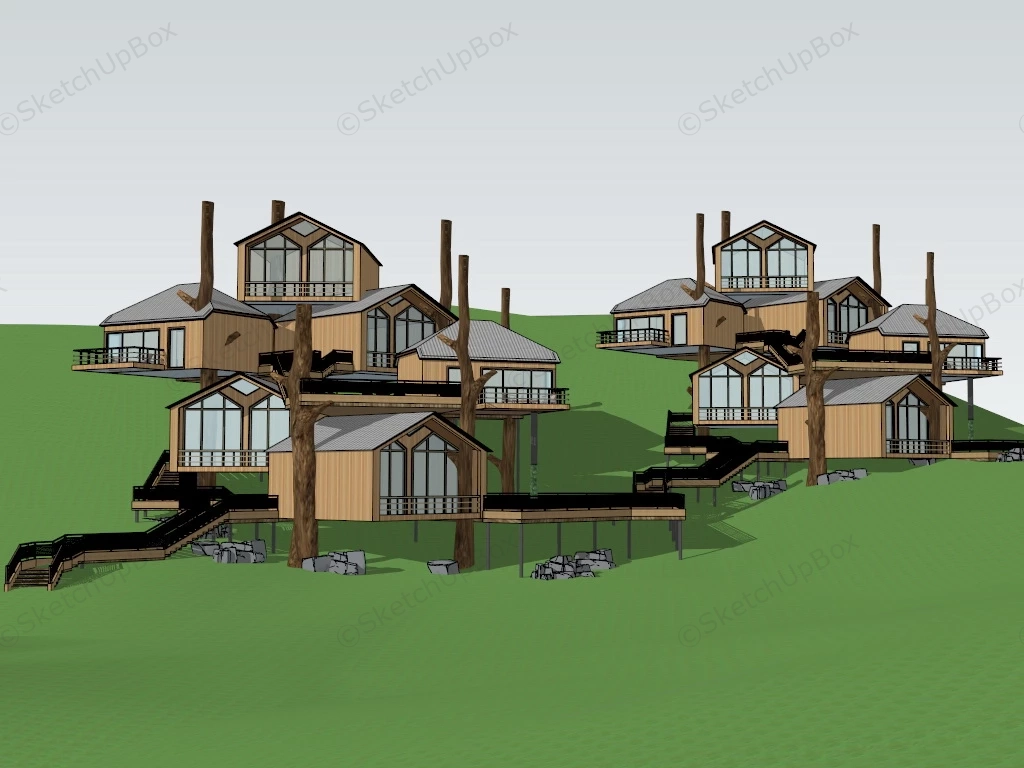 Treehouse Mountain Resort sketchup model preview - SketchupBox