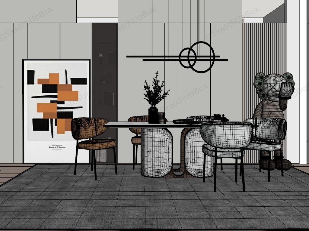 Cozy Dining Room Design Idea sketchup model preview - SketchupBox