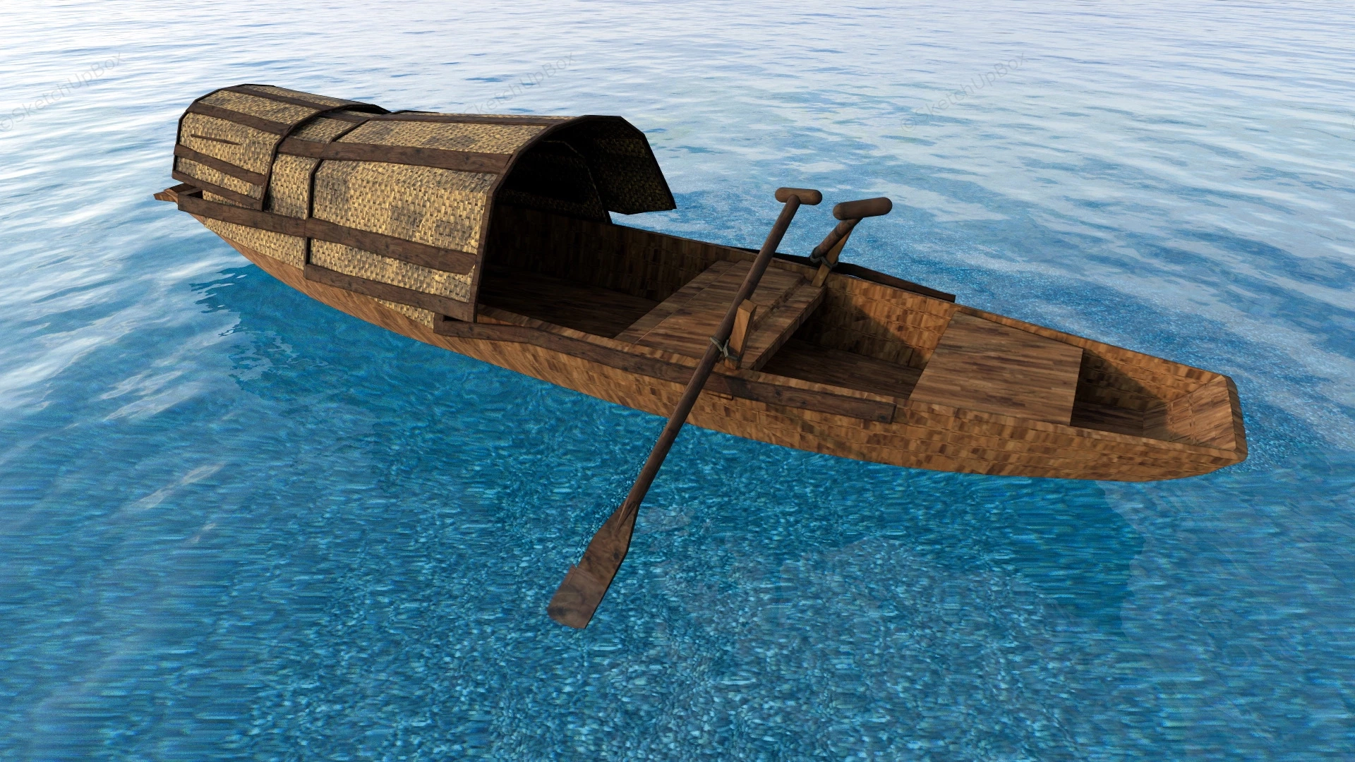 Vintage Wooden Rowboat sketchup model preview - SketchupBox