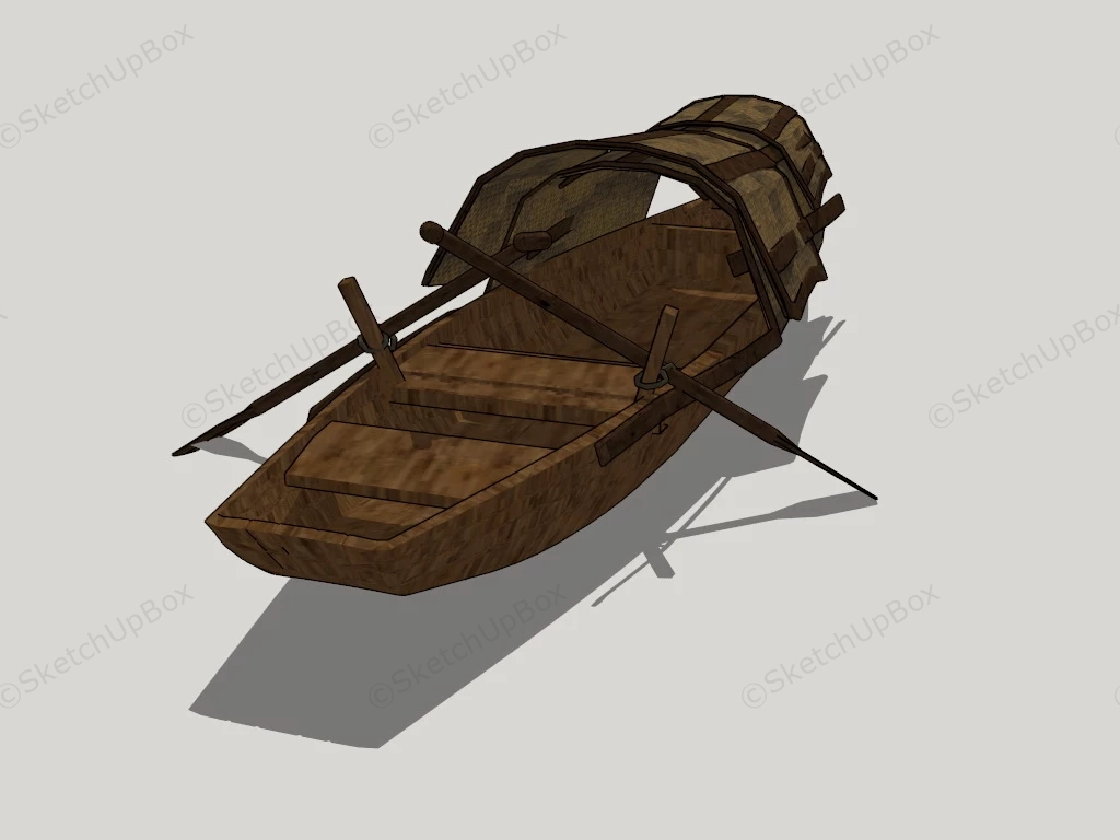 Vintage Wooden Rowboat sketchup model preview - SketchupBox