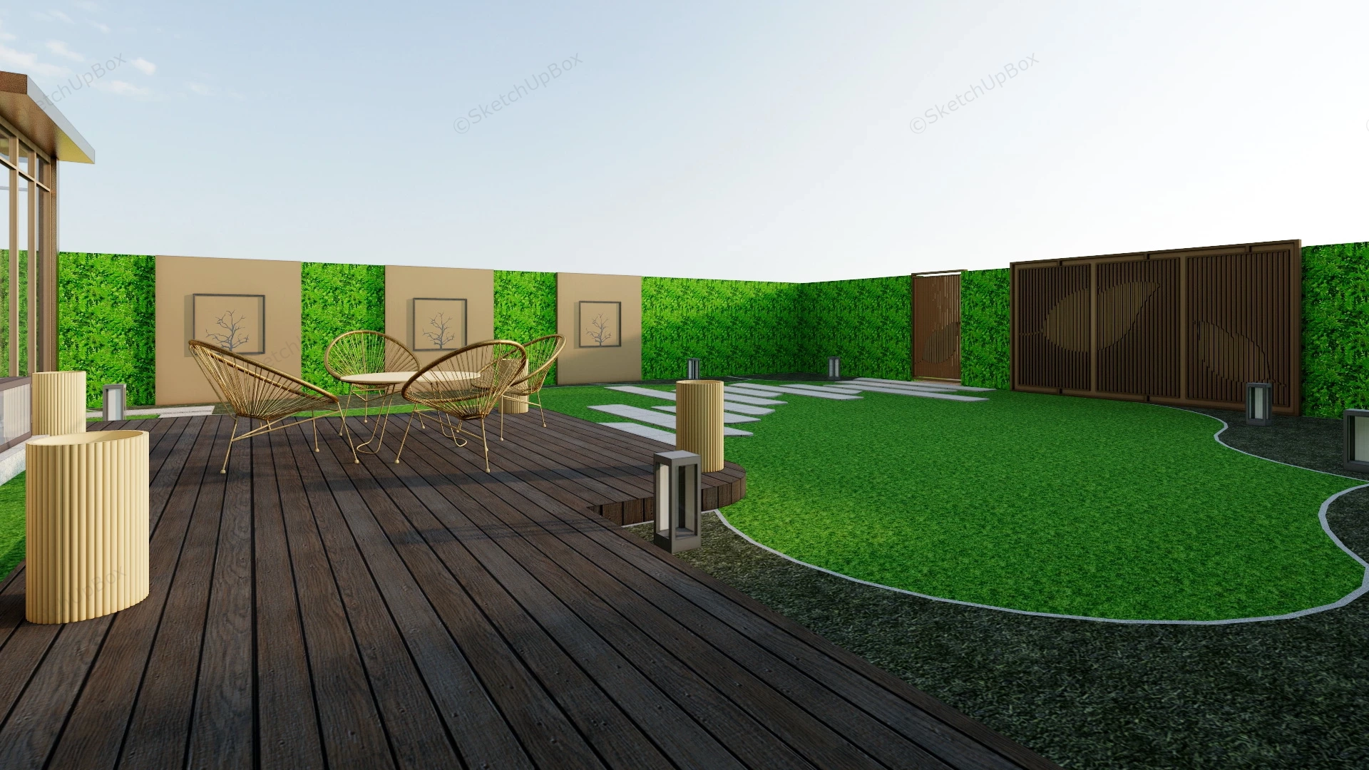 Front Yard Garden Design Idea sketchup model preview - SketchupBox