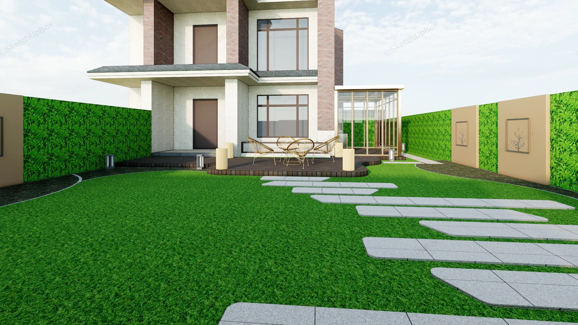 Front Yard Garden Design Idea sketchup model preview - SketchupBox