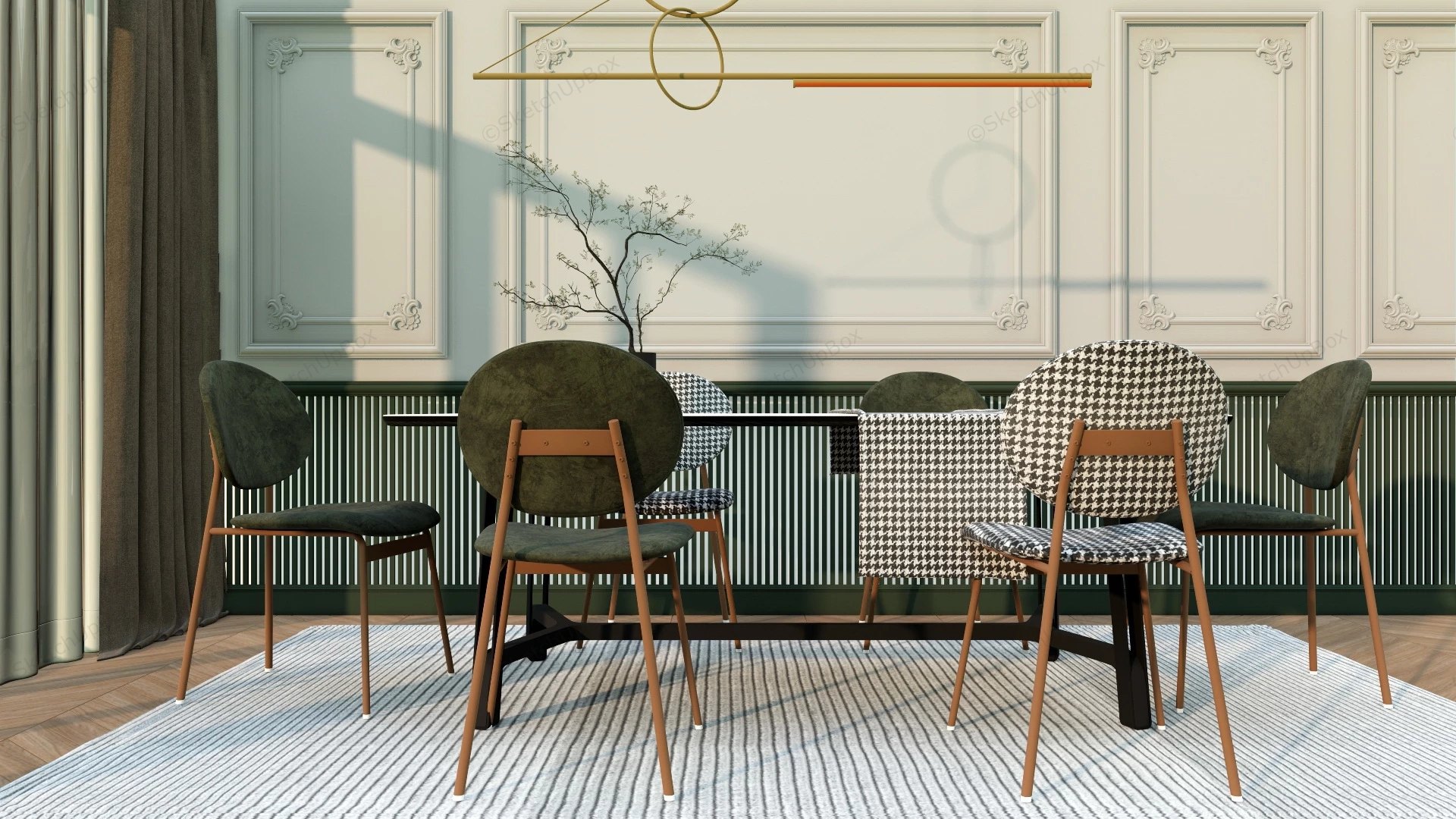 Nordic Dining Room Set sketchup model preview - SketchupBox