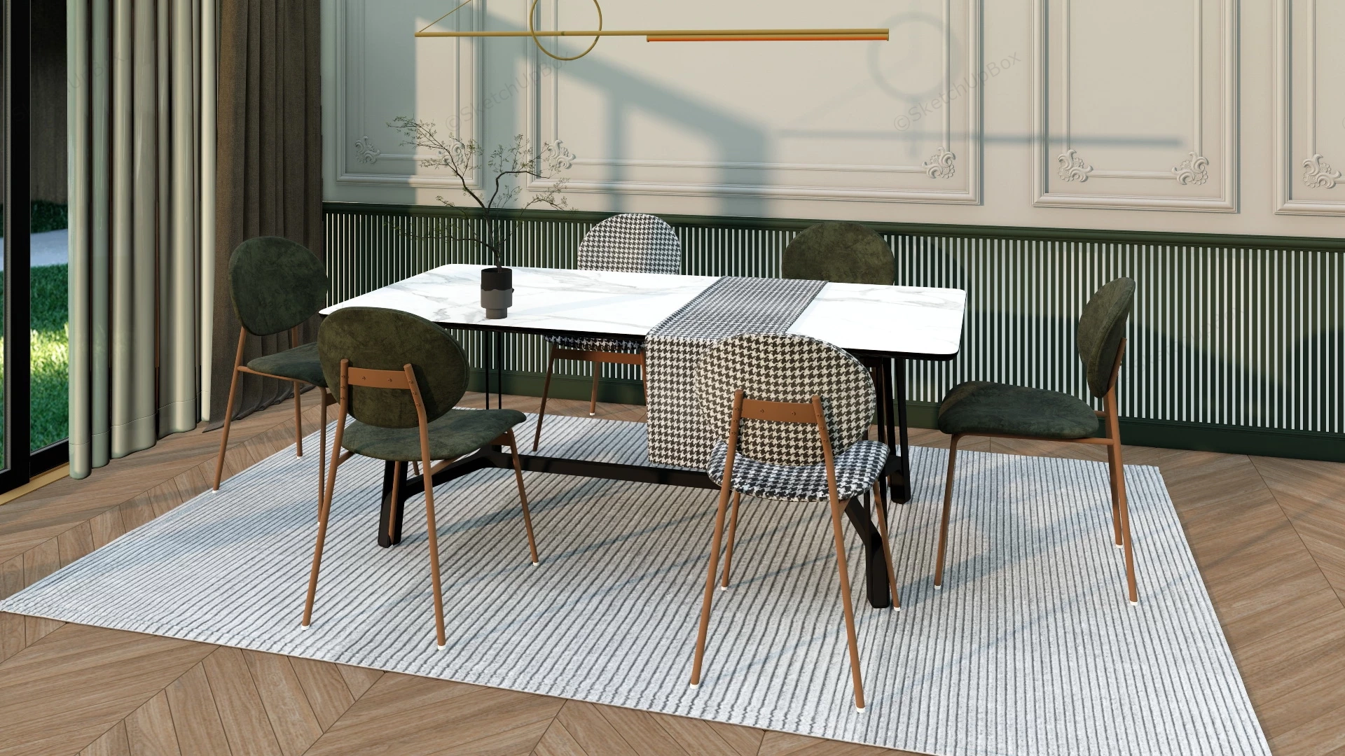 Nordic Dining Room Set sketchup model preview - SketchupBox