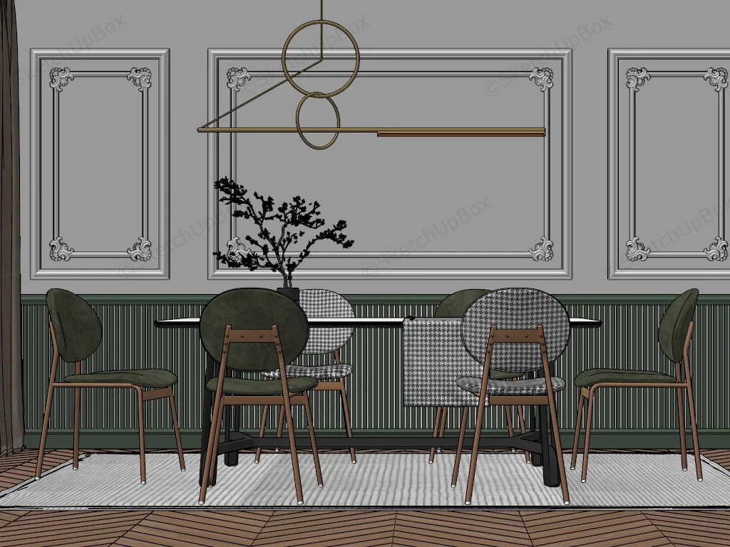 Nordic Dining Room Set sketchup model preview - SketchupBox