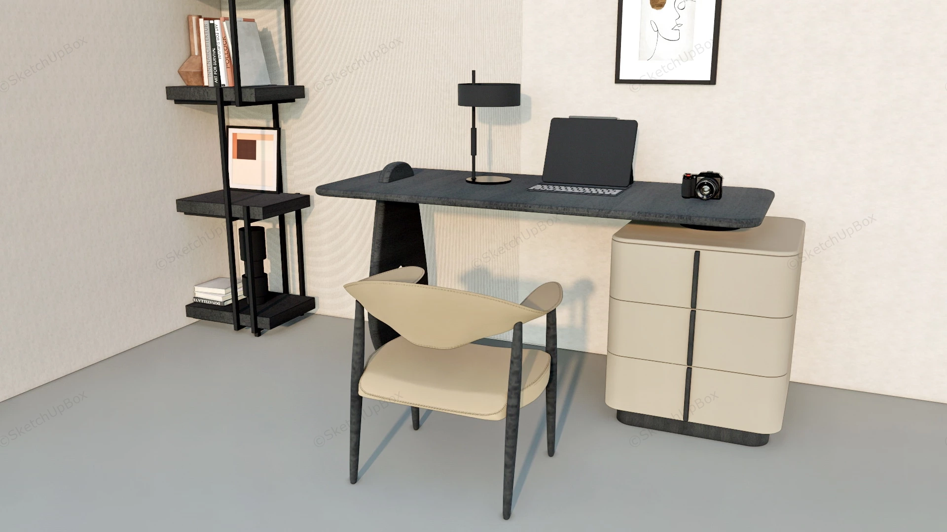 Contemporary Home Office Furniture sketchup model preview - SketchupBox