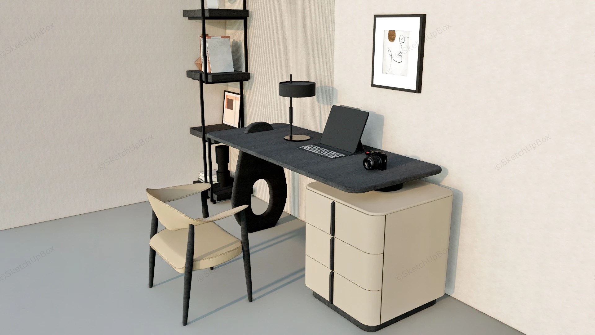 Contemporary Home Office Furniture sketchup model preview - SketchupBox