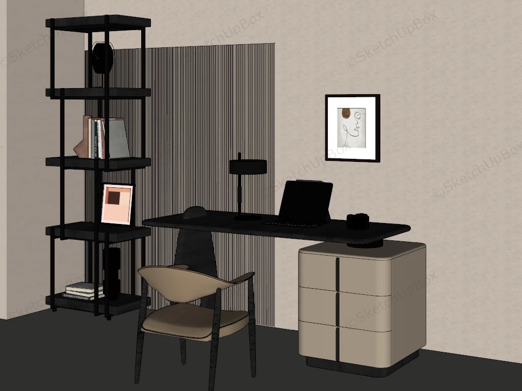 Contemporary Home Office Furniture sketchup model preview - SketchupBox