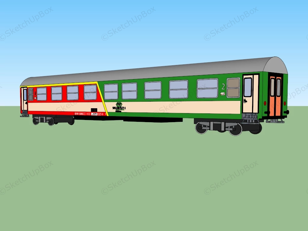 Passenger Train sketchup model preview - SketchupBox