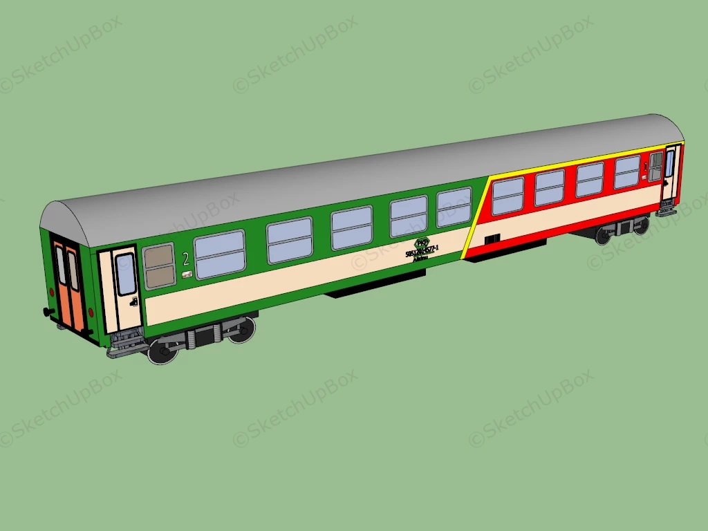 Passenger Train sketchup model preview - SketchupBox