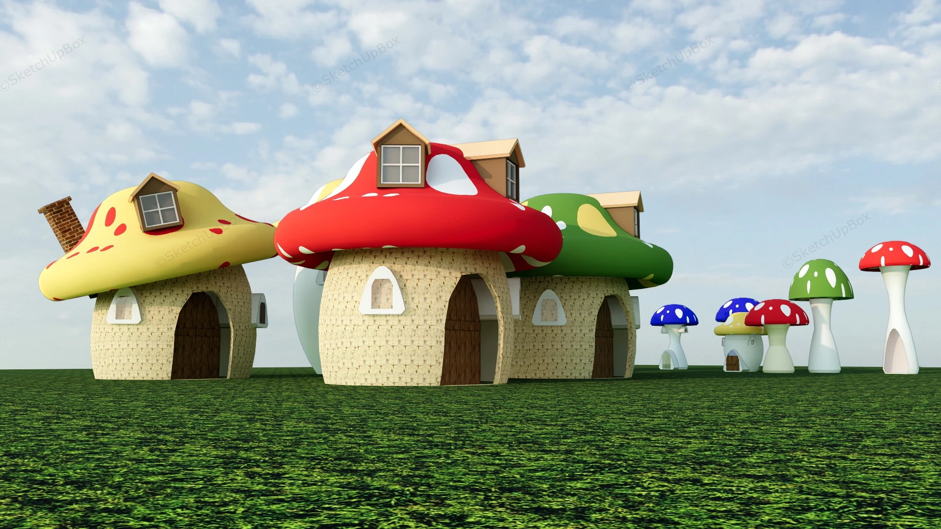 Giant Mushroom House Playground sketchup model preview - SketchupBox