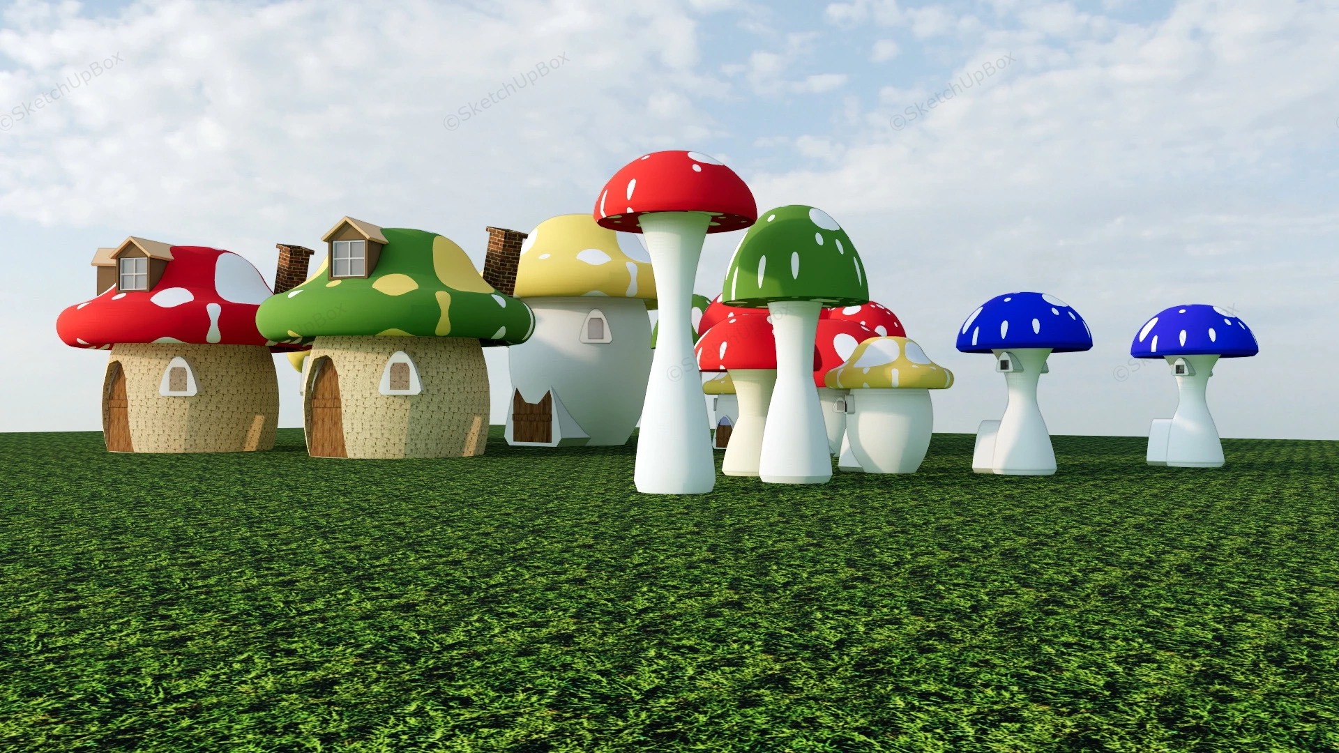 Giant Mushroom House Playground sketchup model preview - SketchupBox