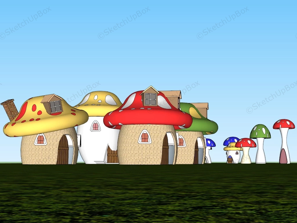 Giant Mushroom House Playground sketchup model preview - SketchupBox