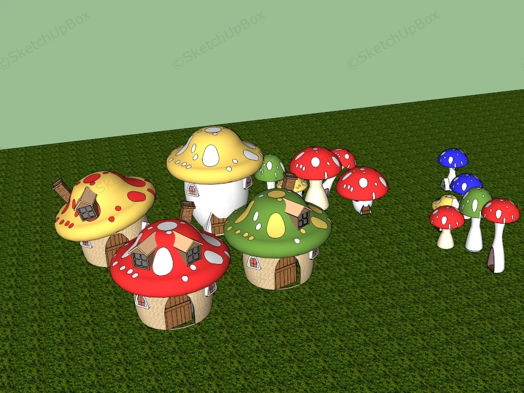 Giant Mushroom House Playground sketchup model preview - SketchupBox