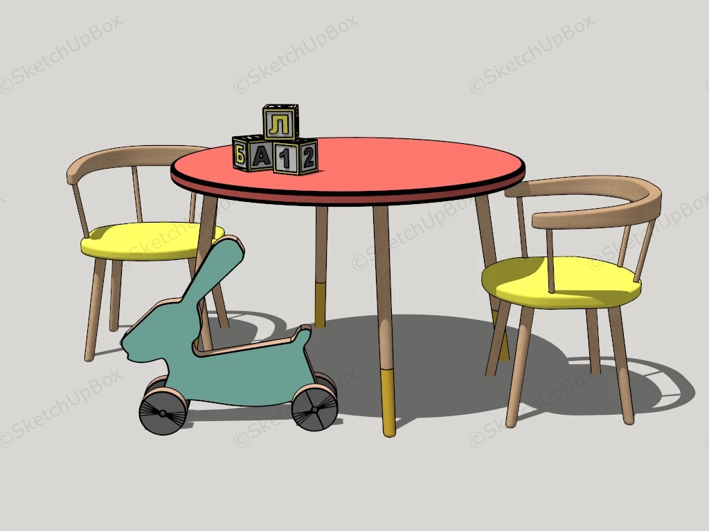 Toy Table And Chairs sketchup model preview - SketchupBox