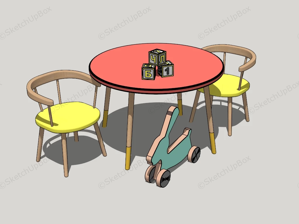 Toy Table And Chairs sketchup model preview - SketchupBox