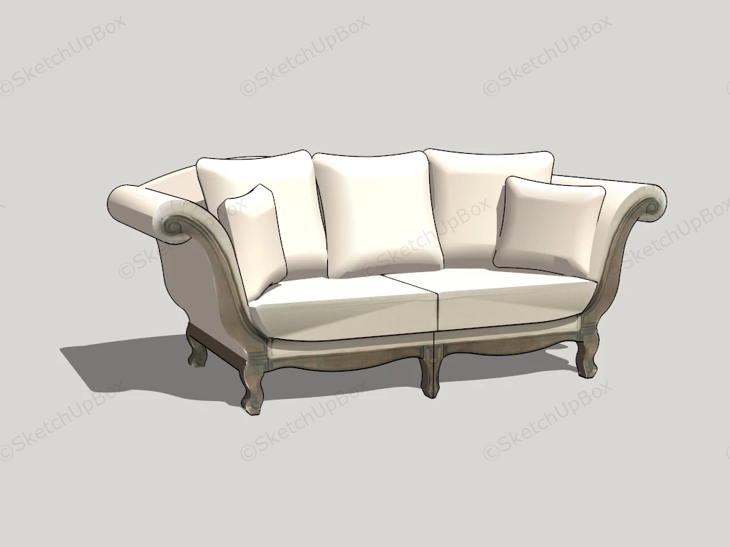 Vintage French Loveseat sketchup model preview - SketchupBox