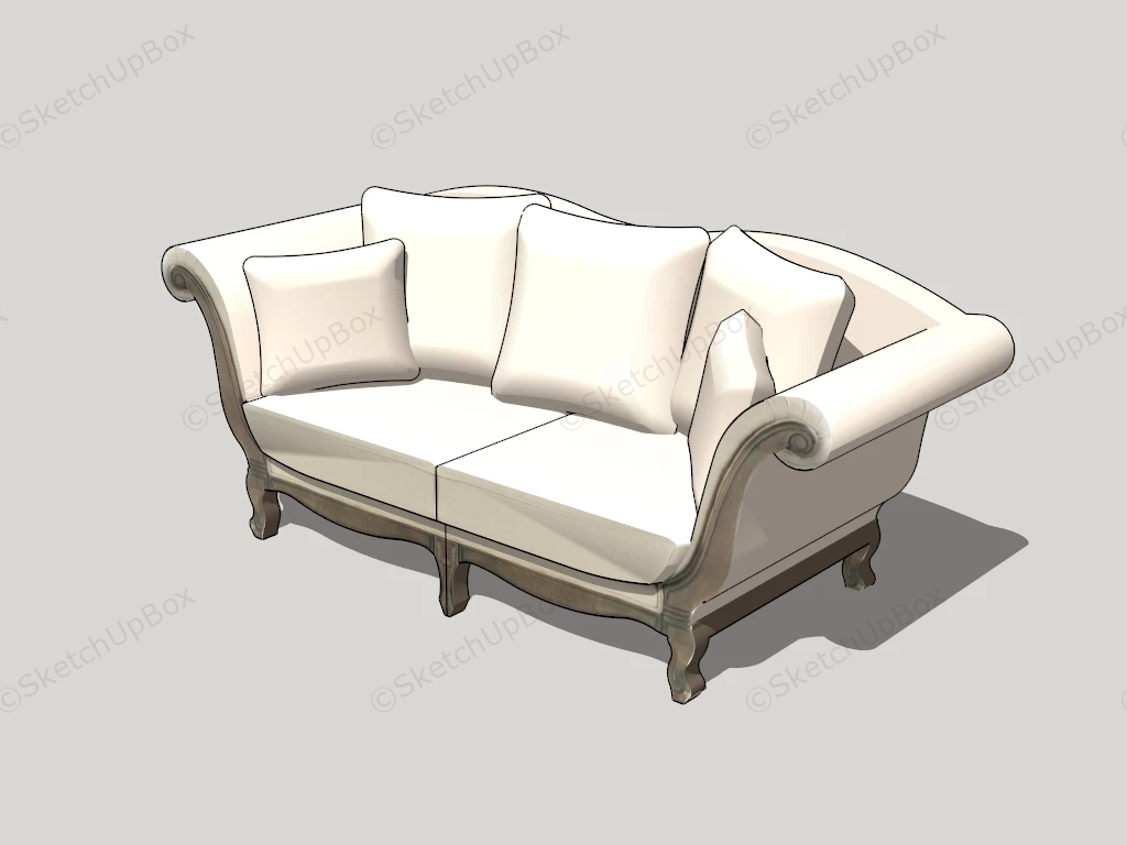 Vintage French Loveseat sketchup model preview - SketchupBox