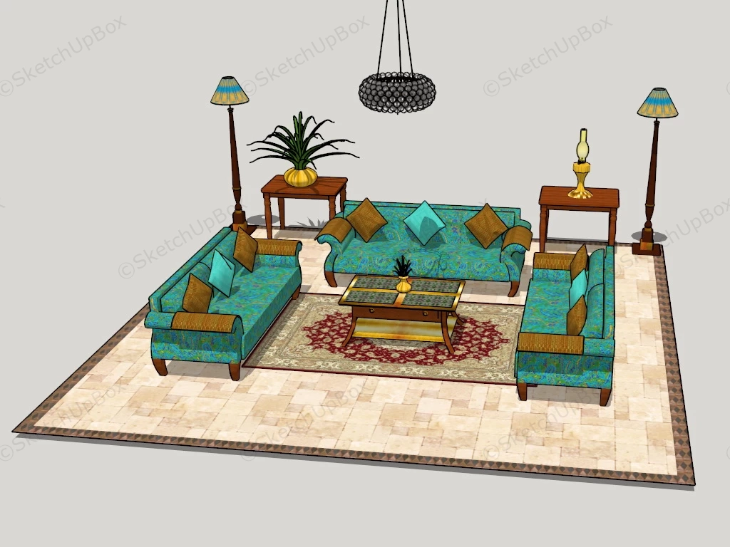 Mediterranean Style Living Room Furniture sketchup model preview - SketchupBox