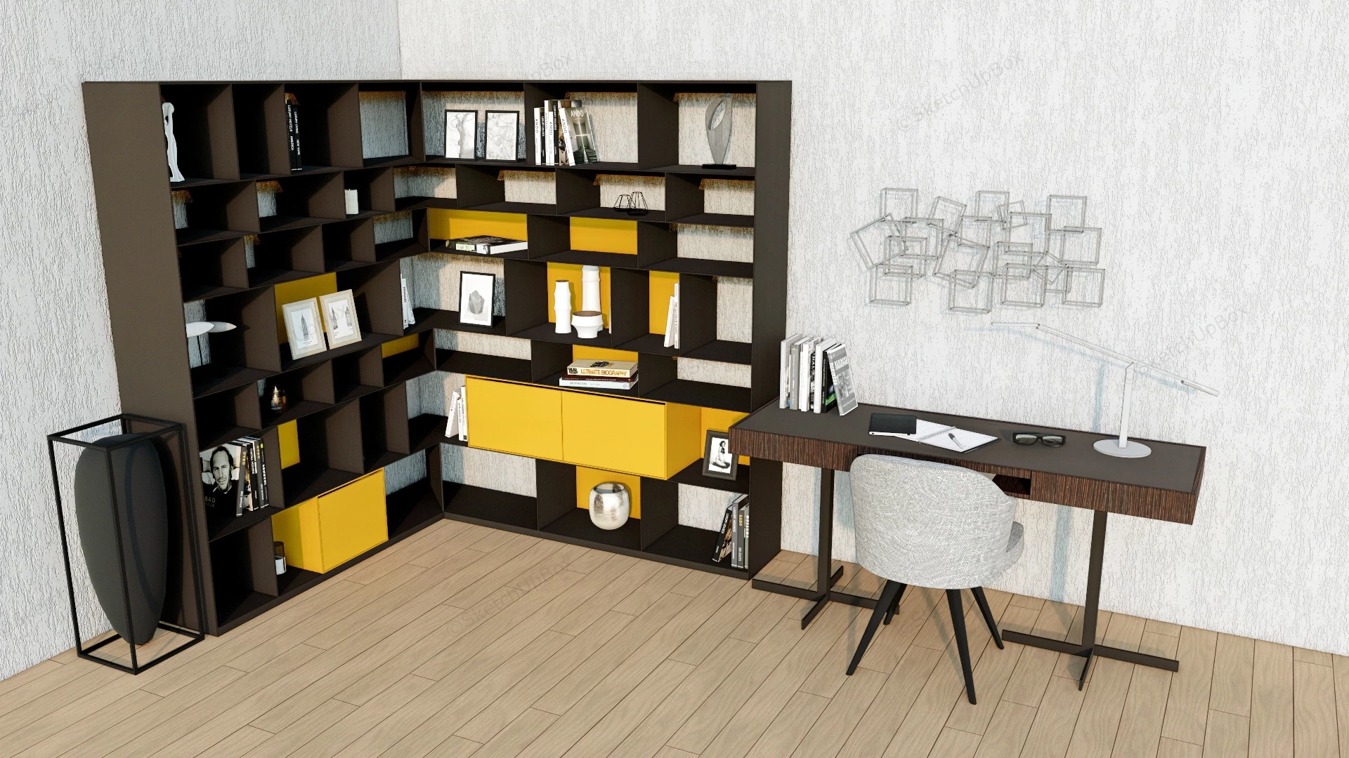 Home Office Furniture Set sketchup model preview - SketchupBox