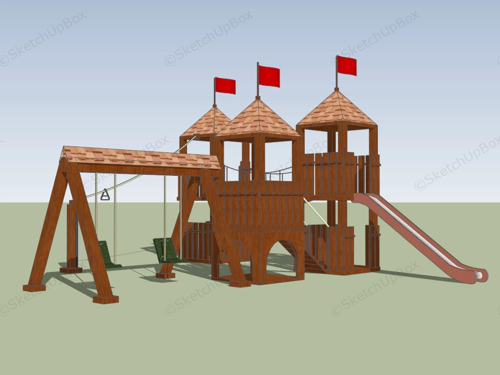 Wooden Outdoor Playset sketchup model preview - SketchupBox